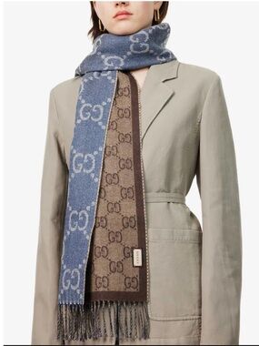 NEW Authentic Reversible Gucci Wool Scarf
